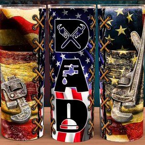 Dad Mechanic Plumbler Tool Expert American Flag Rustic Tumbler 20oz